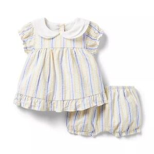 Striped Yellow and Blue Baby Dress Set